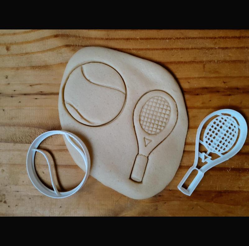 x2 Tennis Racquet and ball - Cookie cutter - Dough sports
