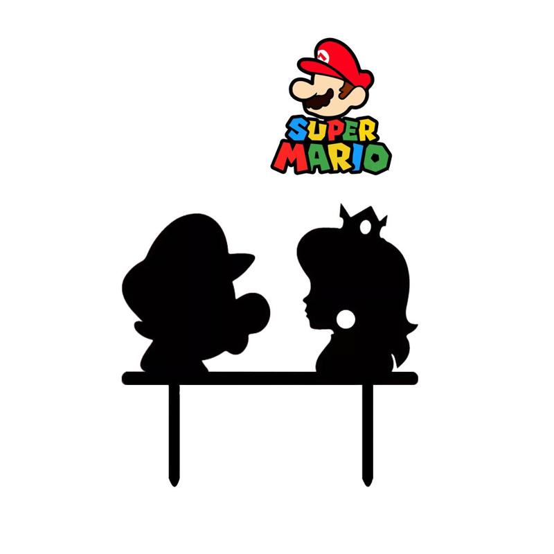 CAKE TOPPER ADORNO TORTA - SUPER MARIO BROS - Mario & Peach