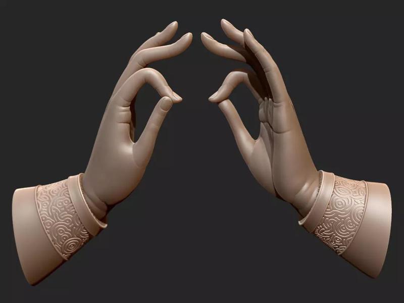 buddhist mudra Seal of Refuge printable high poly