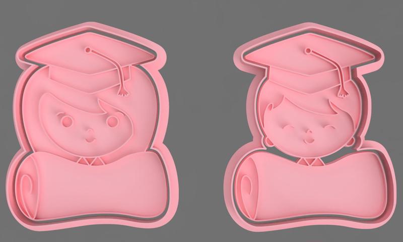 COOKIE AND FONDANT GRADUATE COUPLE CUTTER