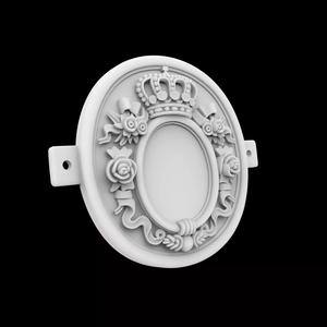 Baroque Cartouche Plaque with Crown 3D Print Model