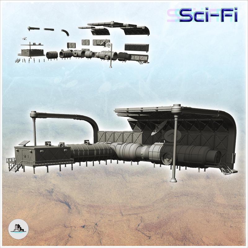 Large space base with multiple modules and large protective metal barriers (27) - Future Sci-Fi SF Post apocalyptic Tabletop Scifi