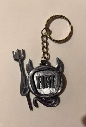 Devil Fiat car logo badge silhouette keyring