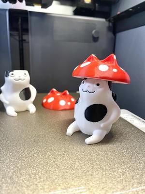 Cute Cat with Mushroom Hat Easy Print