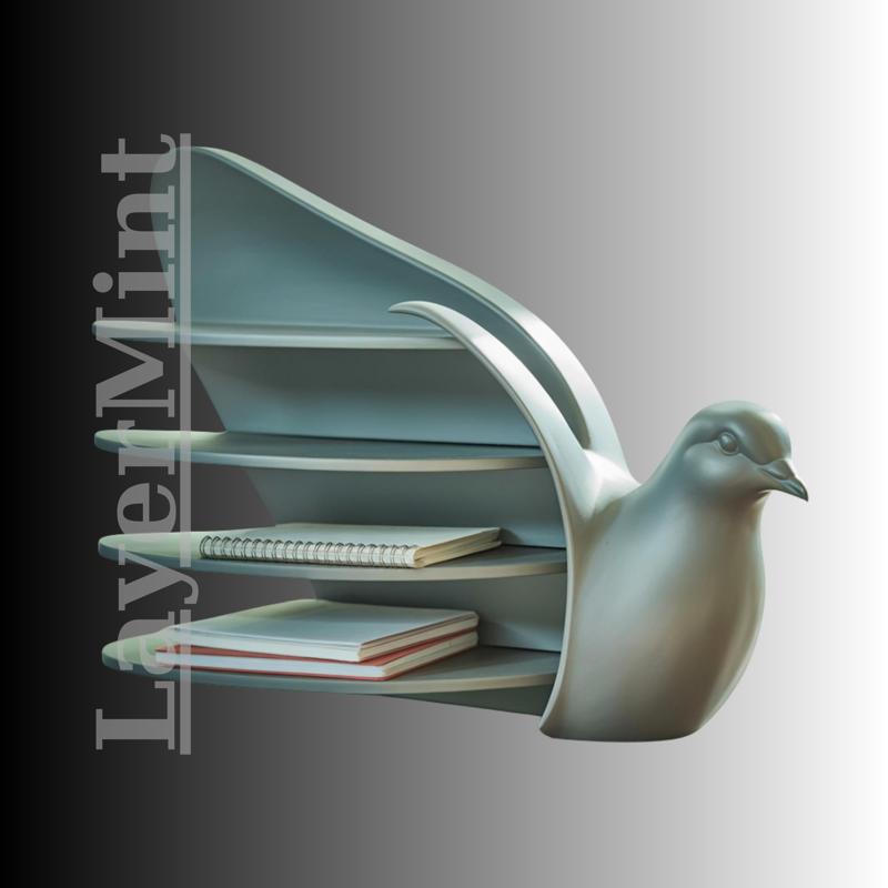 Flying Bird Shelf Organizer – Unique Animal Shaped 3D Printable STL File, Creative Desk Storage Digital Download