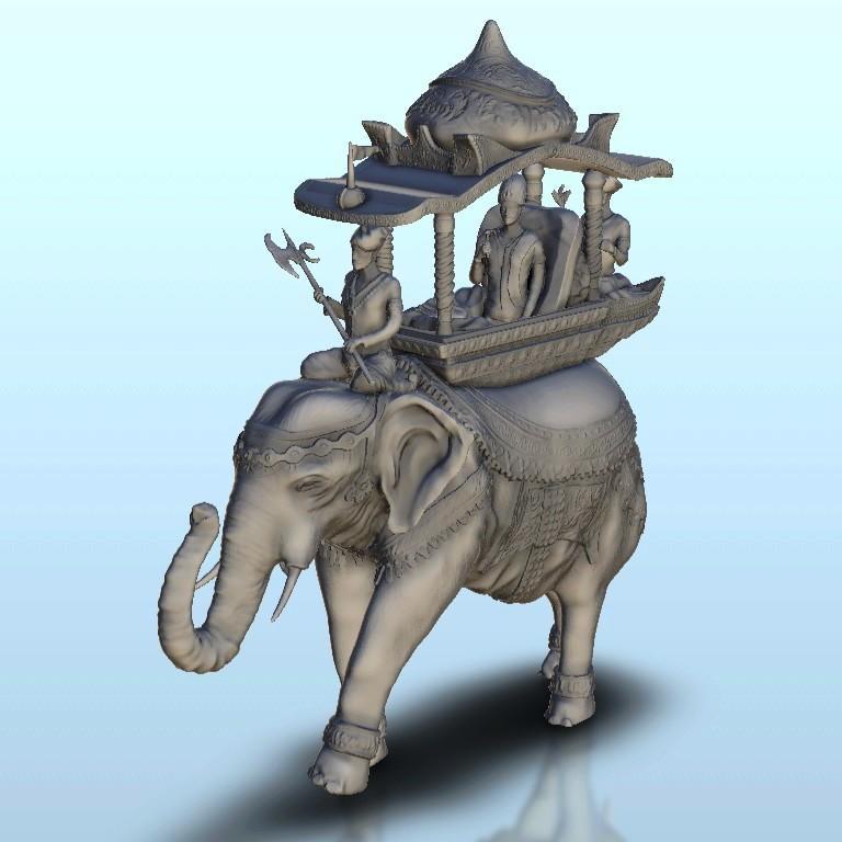 Elephant with howdah - Medieval Asia Feudal Asian Traditionnal Ninja Orientalan Hindu statue of Ganesha - Medieval Asia Feudal Asian Traditionnal Ninja Oriental
