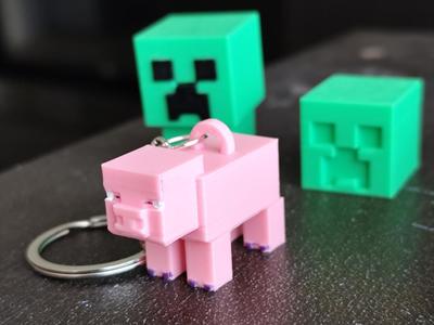 minecraft pig keychain