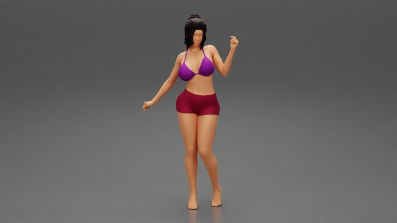 roller derby girl rolling fastyoung brunette woman in shorts and bra posing with short hair