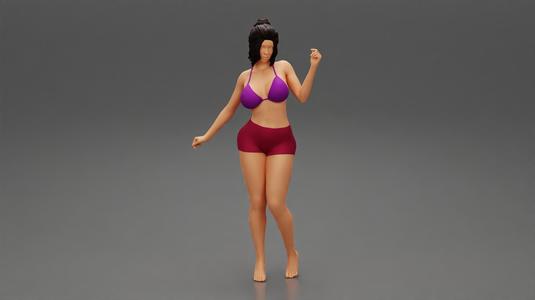 roller derby girl rolling fastyoung brunette woman in shorts and bra posing with short hair