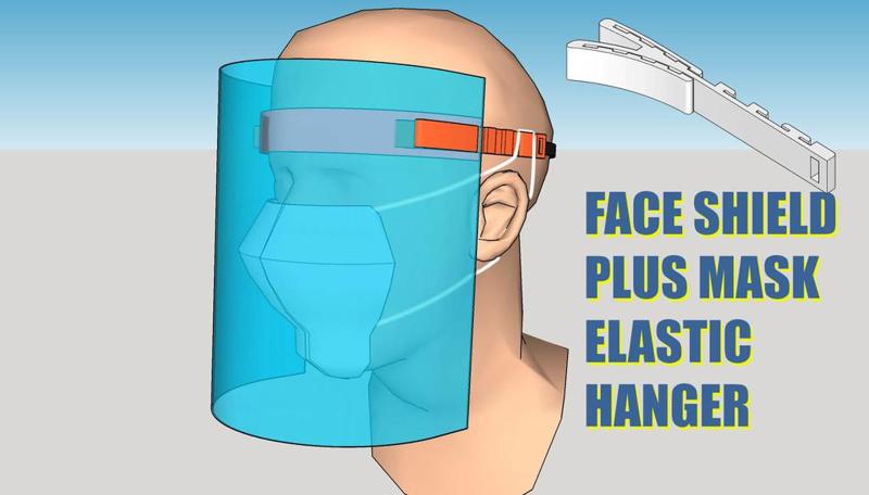 Face shield plus mask elastic hanger