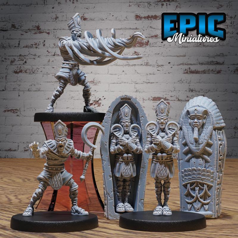 Ancient Egyptian High Priest Set ‧ DnD Miniature ‧ Tabletop Miniatures ‧ Gaming Monster ‧ 3D Model ‧ RPG ‧ DnDminis ‧ STL FILE
