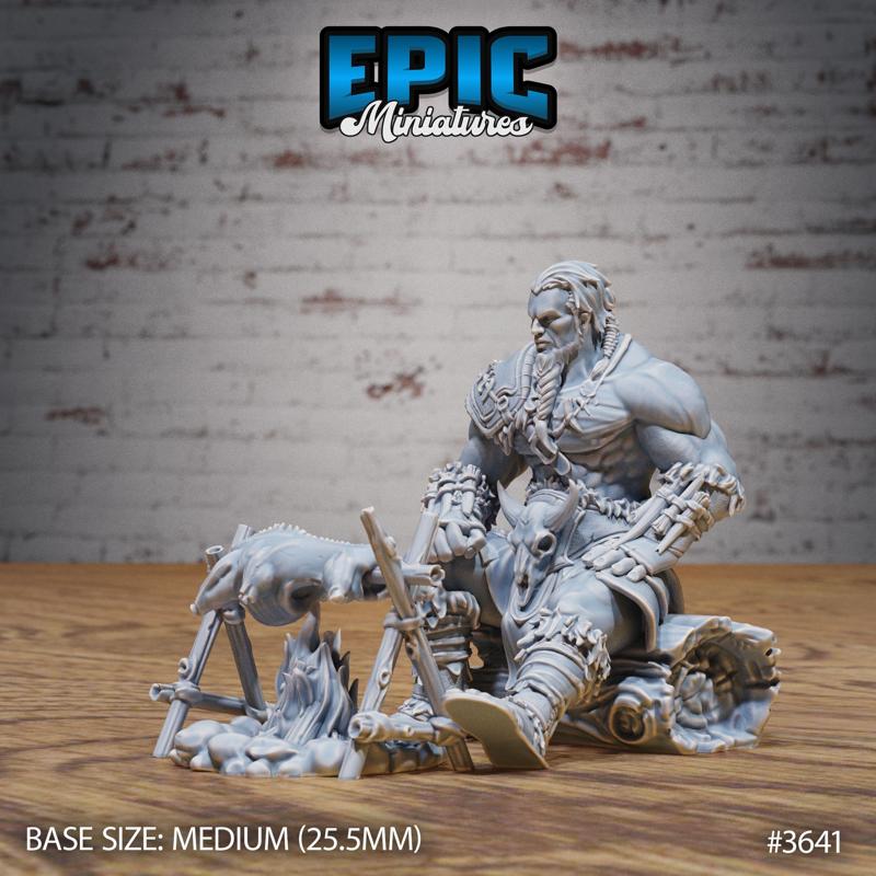 Barbarian Tribe Male Resting ‧ DnD Miniature ‧ Tabletop Miniatures ‧ Gaming Monster ‧ 3D Model ‧ RPG ‧ DnDminis ‧ STL FILE