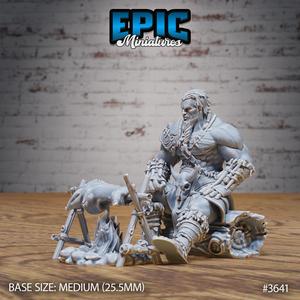 Barbarian Tribe Male Resting ‧ DnD Miniature ‧ Tabletop Miniatures ‧ Gaming Monster ‧ 3D Model ‧ RPG ‧ DnDminis ‧ STL FILE