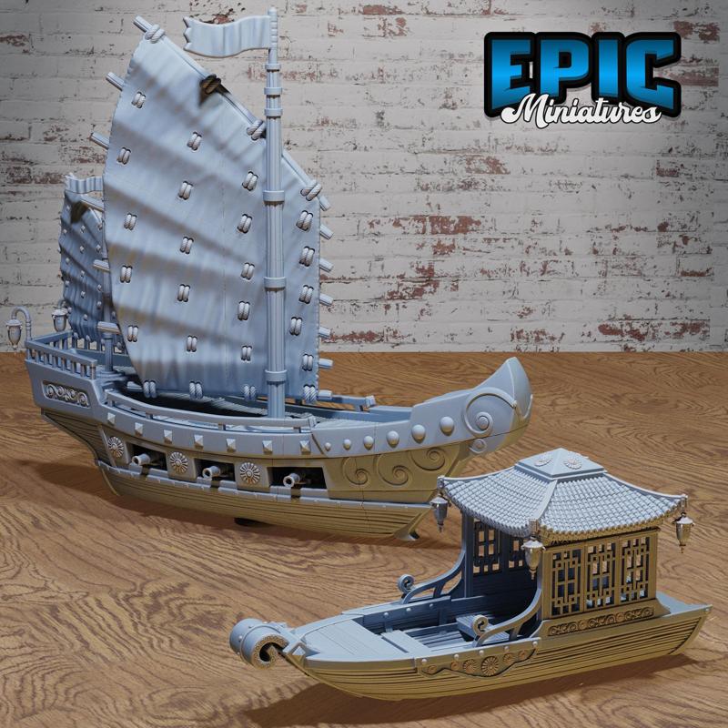 Eastern Boats ‧ DnD Miniature ‧ Tabletop Miniatures ‧ Gaming Monster ‧ 3D Model ‧ RPG ‧ DnDminis ‧ STL FILE