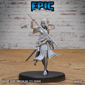 Samura Woman ‧ DnD Miniature ‧ Tabletop Miniatures ‧ Gaming Monster ‧ 3D Model ‧ RPG ‧ DnDminis ‧ STL FILE