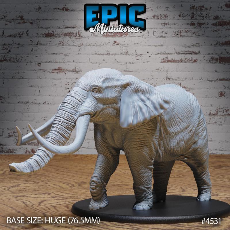 Safari Elephant ‧ DnD Miniature ‧ Tabletop Miniatures ‧ Gaming Monster ‧ 3D Model ‧ RPG ‧ DnDminis ‧ STL FILE