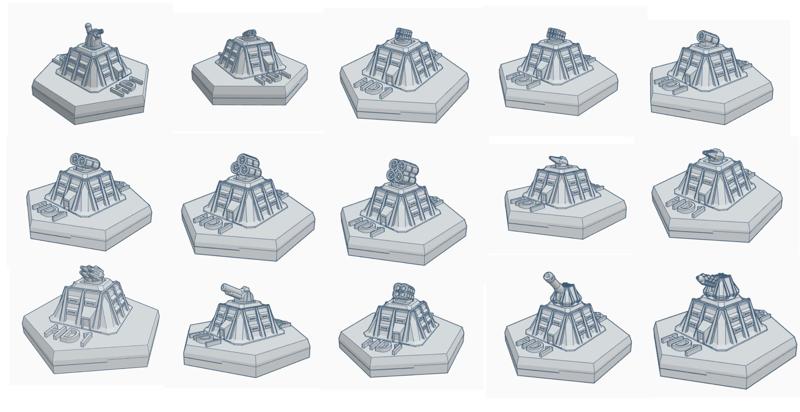 15 Hex Map Scale Weapon Emplacement Bundle Package
