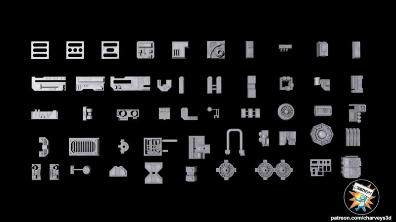 Set of 50 Greeblies for Model or Action Figure Dioramas and Displays