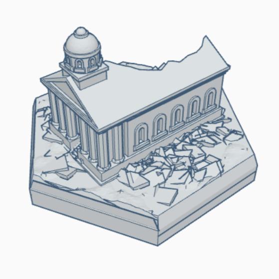 Modern Ruined Courthouse Hex Map Scale HMSMR007