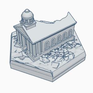 Modern Ruined Courthouse Hex Map Scale HMSMR007