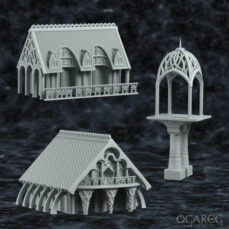 Fantasy Elven Houses and Bridge