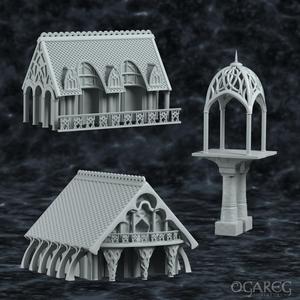 Fantasy Elven Houses and Bridge