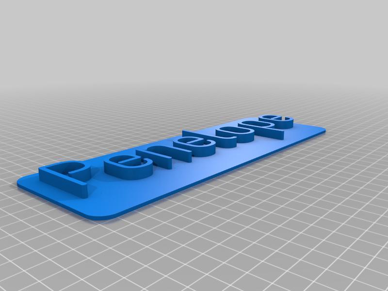 Penelope 3D Nameplate / Nametag