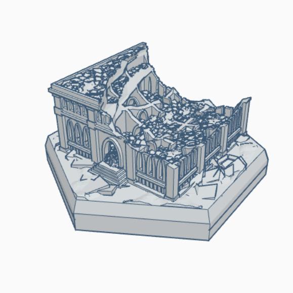Hex Map Scale Gothic Ruined Building 100 HMSGR100