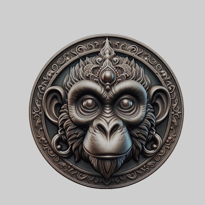 Monkey Animal Head Monkey Animal Medallion for CNC Router Laser & 3D Printer