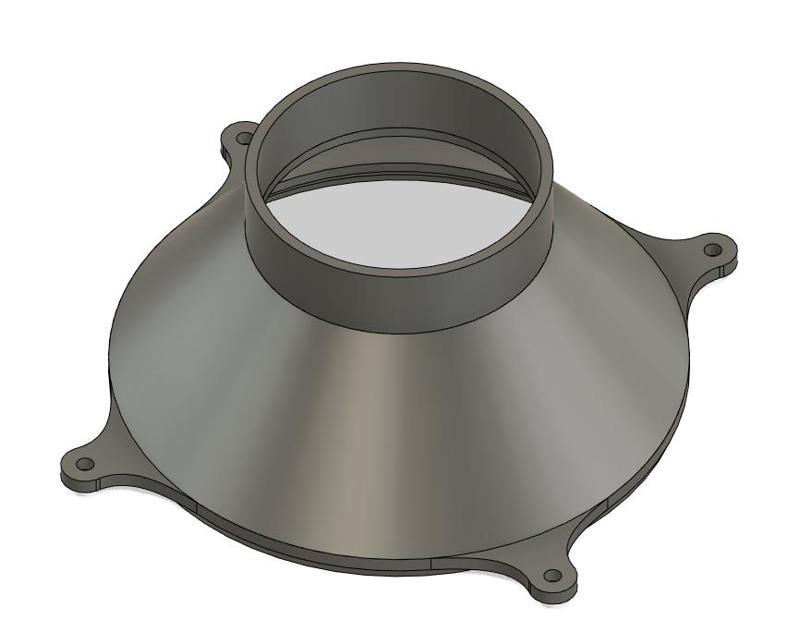 Abluftstuzen zum Befestigen eines Schlauches an einenm Lüfter.