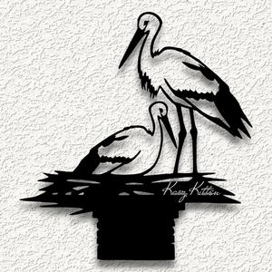 stork crane bird nest wall art home decor