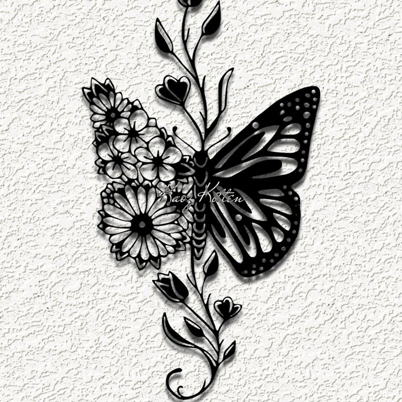 butterfly flower wing wall art home decor