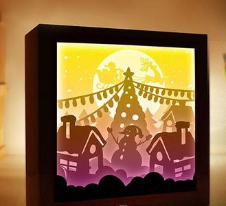 Snowman under Christmas Tree light box