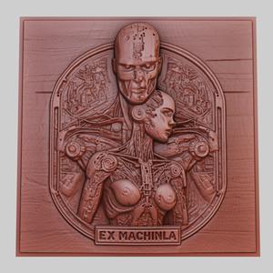 Ex Machina 3d printer relief medallion obj stl