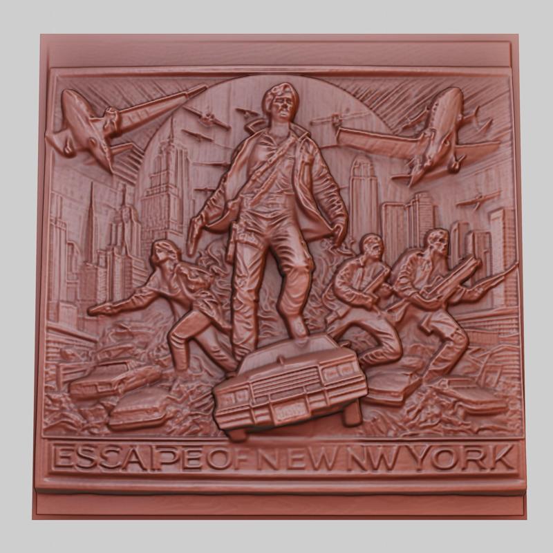 Escape from New York 3d printer relief medallion obj stl