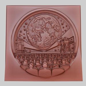 Moon 3d printer relief medallion obj stl