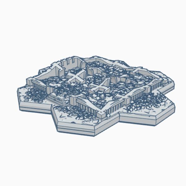 Gothic Destroyed Building 13 With Hex Base