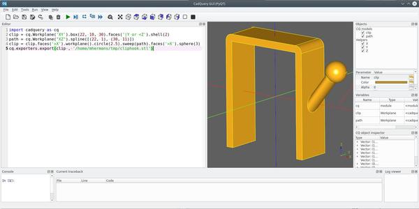 Clotheshook design in CadQuery (Python)