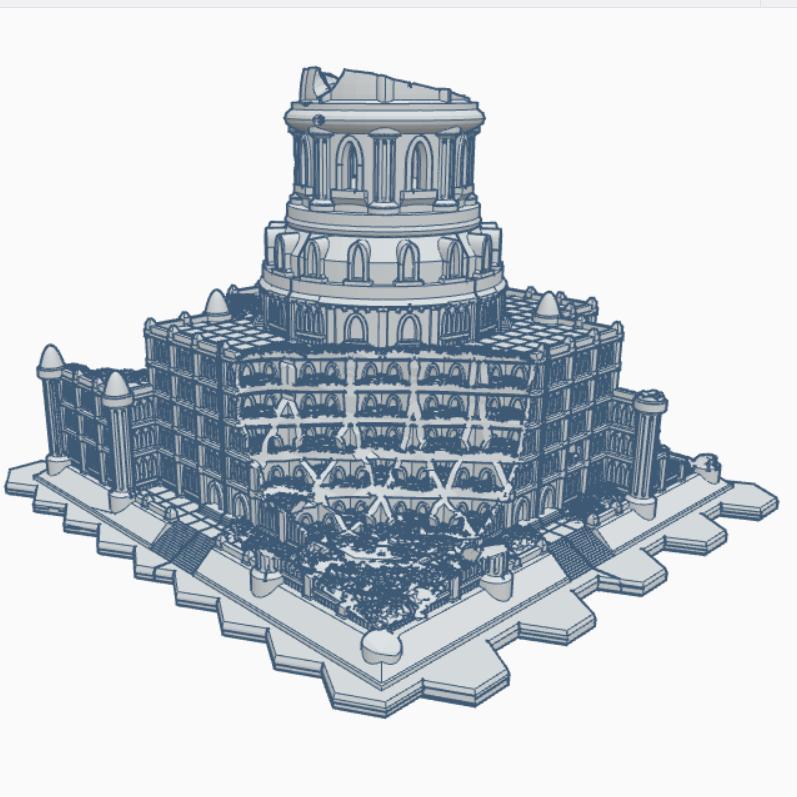 Gothic Ruined Imperial Senate Building with Hex Base