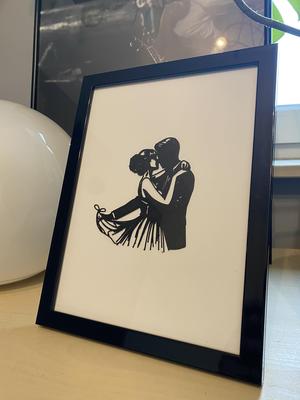 newlyweds couple line Art wall ART