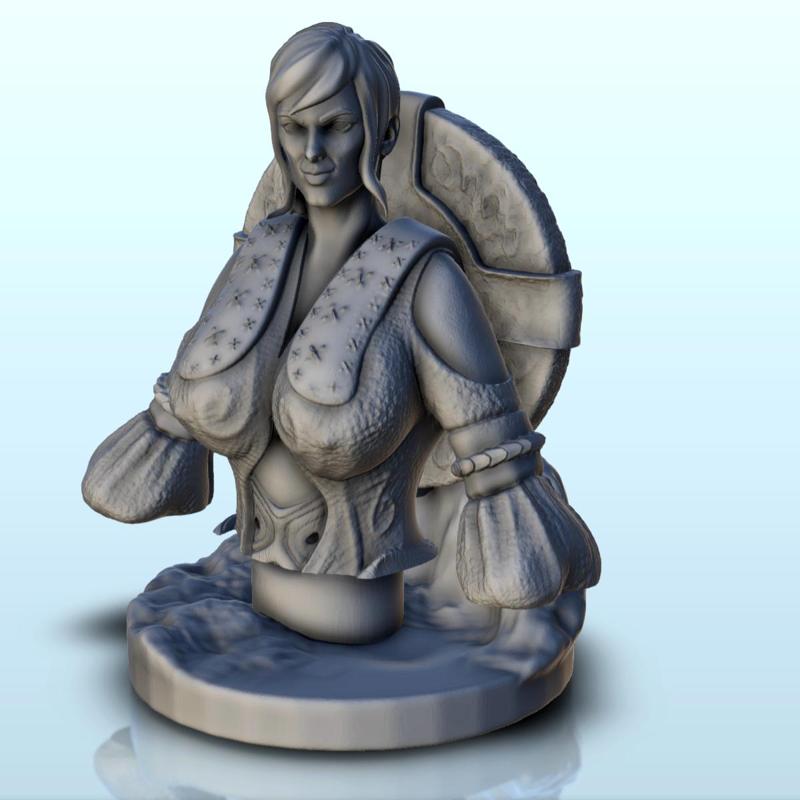 Crouching sexy warrior with sword and veil (bust & nsfw version) - Medieval Fantasy Magic Feudal Old Archaic Saga 28mm 15mm