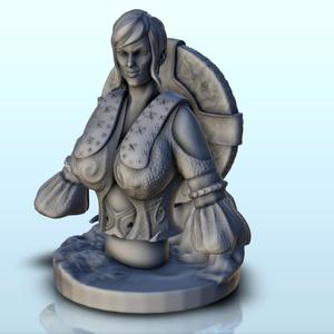 Crouching sexy warrior with sword and veil (bust & nsfw version) - Medieval Fantasy Magic Feudal Old Archaic Saga 28mm 15mm