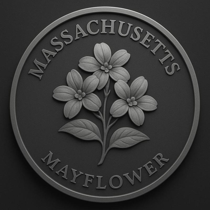 Massachusetts state flower mayflower coin token wall art