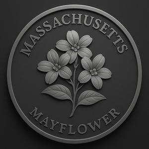 Massachusetts state flower mayflower coin token wall art