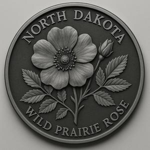 north dakota state flower wild prarie rose coin token wall art