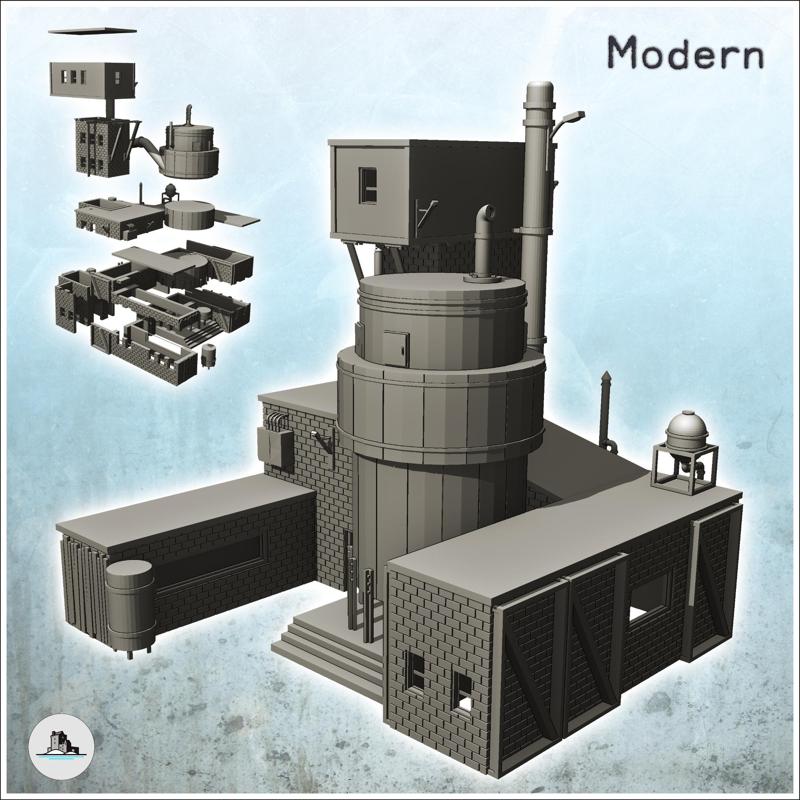 Brick industrial plant with large tank and elevated cabin (20) - Modern WW2 WW1 World War Diaroma Wargaming RPG Mini Hobby
