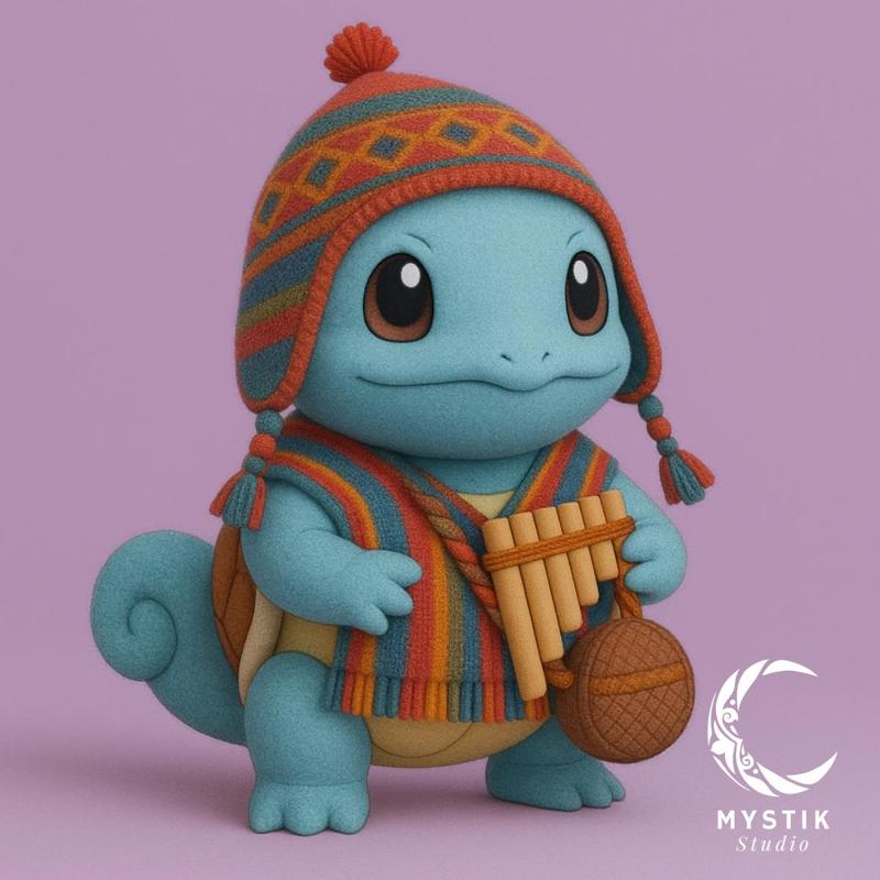 Andean Squirtle - Cultural Pokémon Figure with panpipes STL
