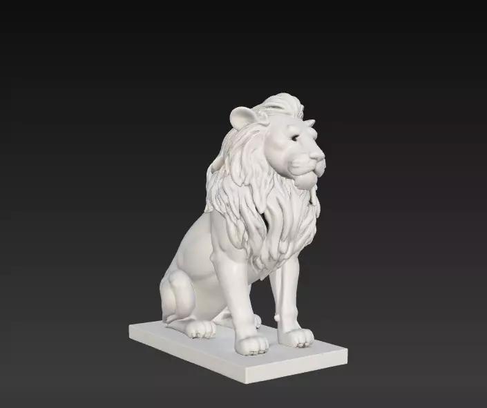 Stylized Sitting Lion Figurine 4 Piece