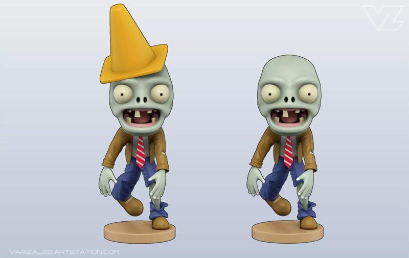 Plants vs Zombies - Basic Zombie and Cone Head Zombie