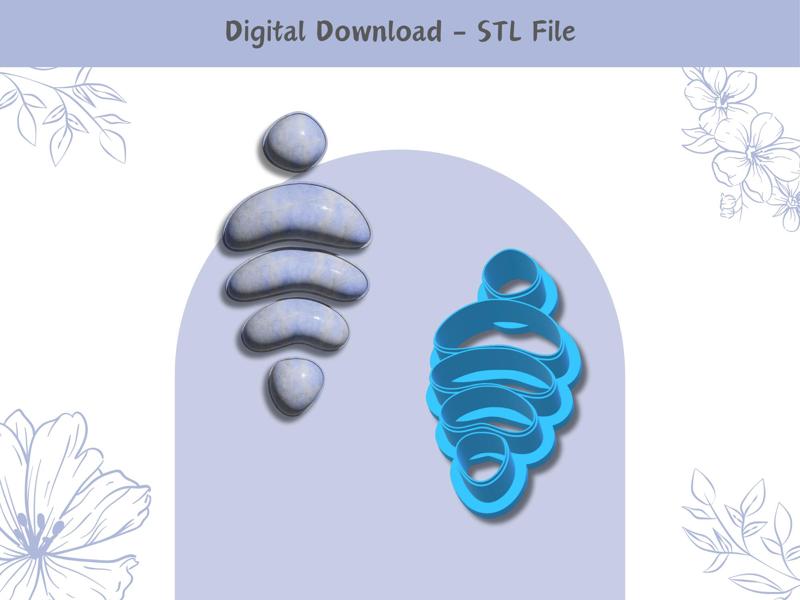 5-Parts Abstract Earrings Clay Cutter for Polymer Clay | Digital STL File | Clay Tools | 3 Sizes Embossing Clay Cutters